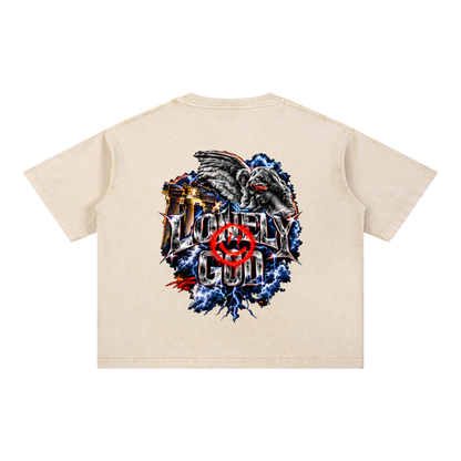 Mineral Wash Boxy Cotton T-Shirt w/ Front & Bacc Graphic