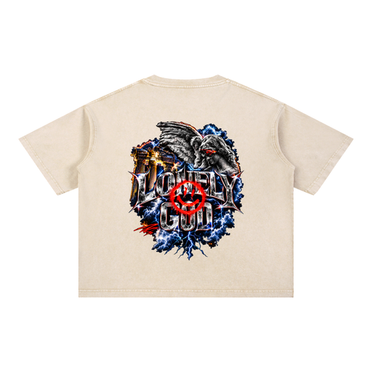 Mineral Wash Boxy Cotton T-Shirt w/ Front & Bacc Graphic