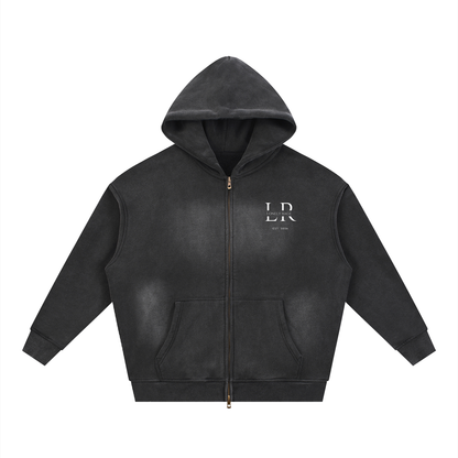 Sunfade Two-way Zipper Boxy Fleece Hoodie