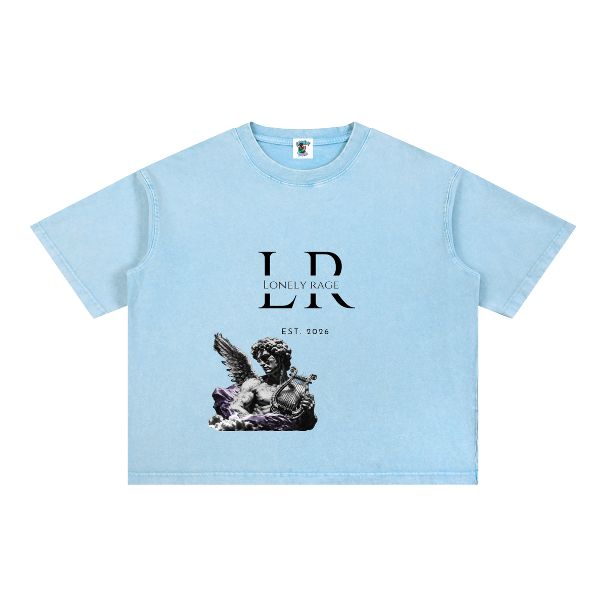 Mineral Wash Boxy Cotton T-Shirt w/ Front & Bacc Graphic