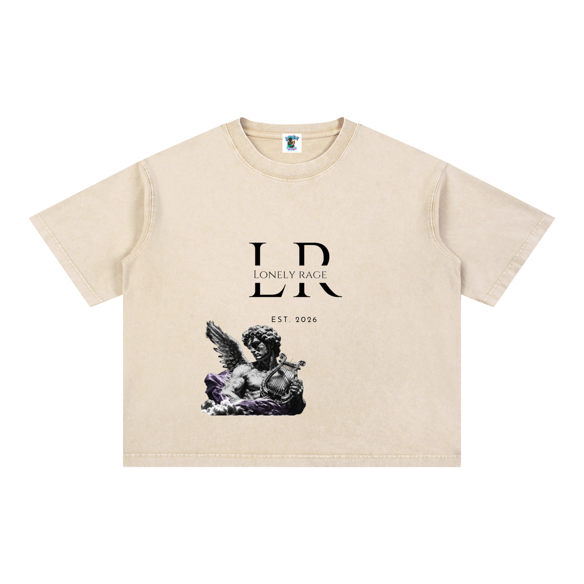 Mineral Wash Boxy Cotton T-Shirt w/ Front & Bacc Graphic